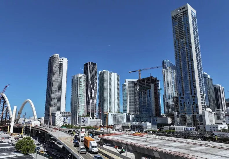 Condo buildings in downtown Miami, Florida, as seen on August 1, 2025. Joe Raedle/Getty Images
